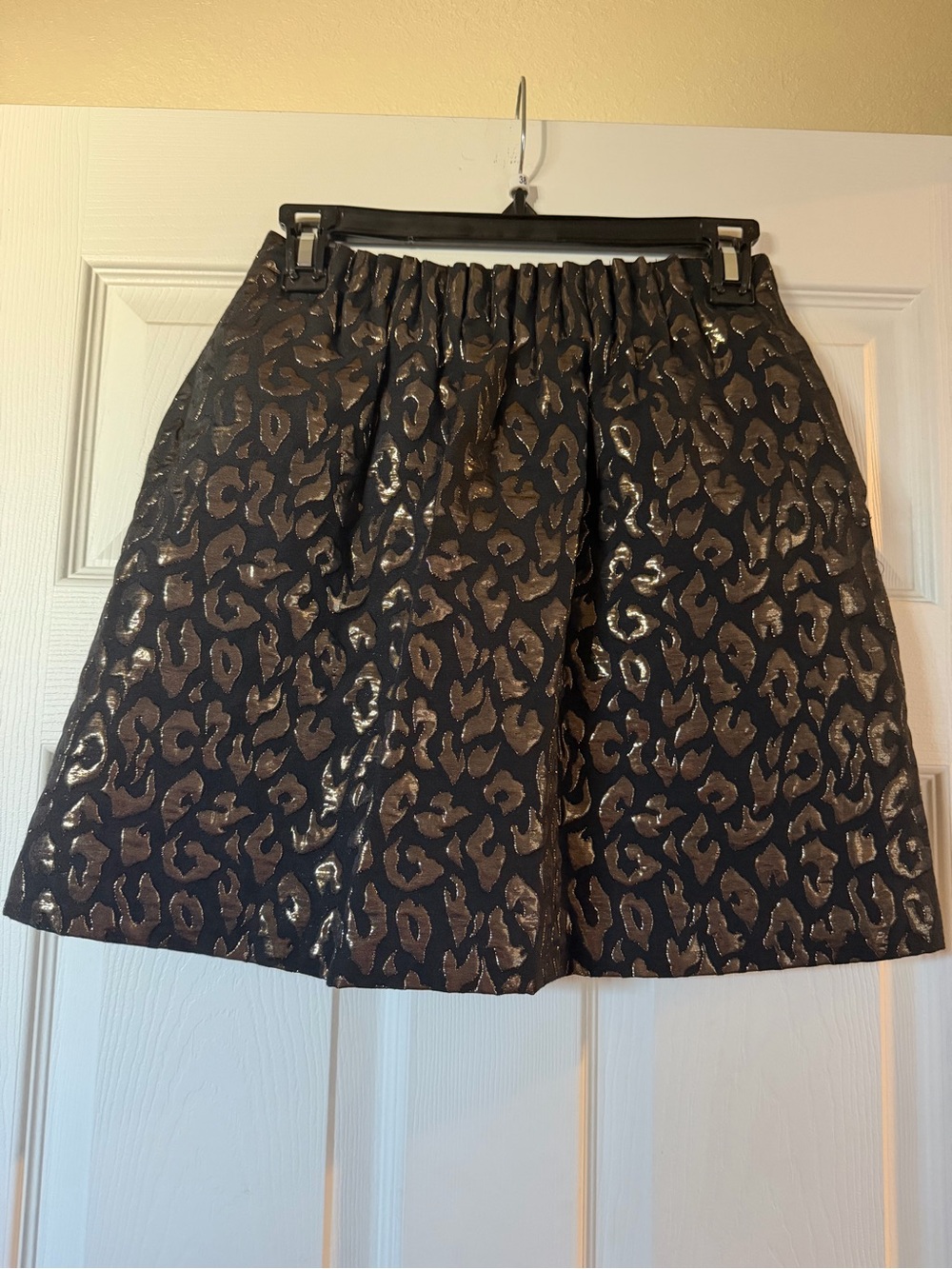 Kenneth Cole New York Black and Bronze Leopard Pencil Skirt